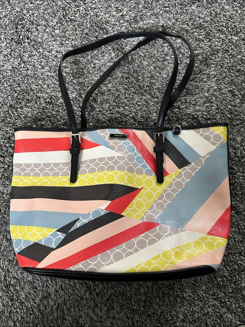 Nine West Multicolor Geometric Stripe Tote